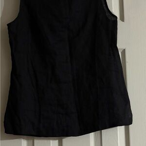 Vintage Talbots Black Fitted Sleeveless 100% Irish Linen Tank Top